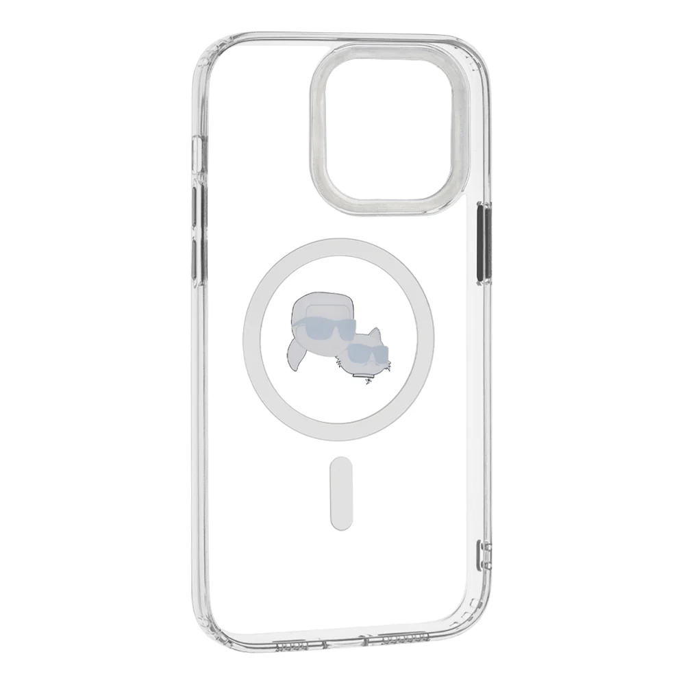 MagSafe Case for Apple iPhone 14 Pro Max, Karl Lagerfeld, IML Metal Karl & Choupette's Heads, White - Image 3
