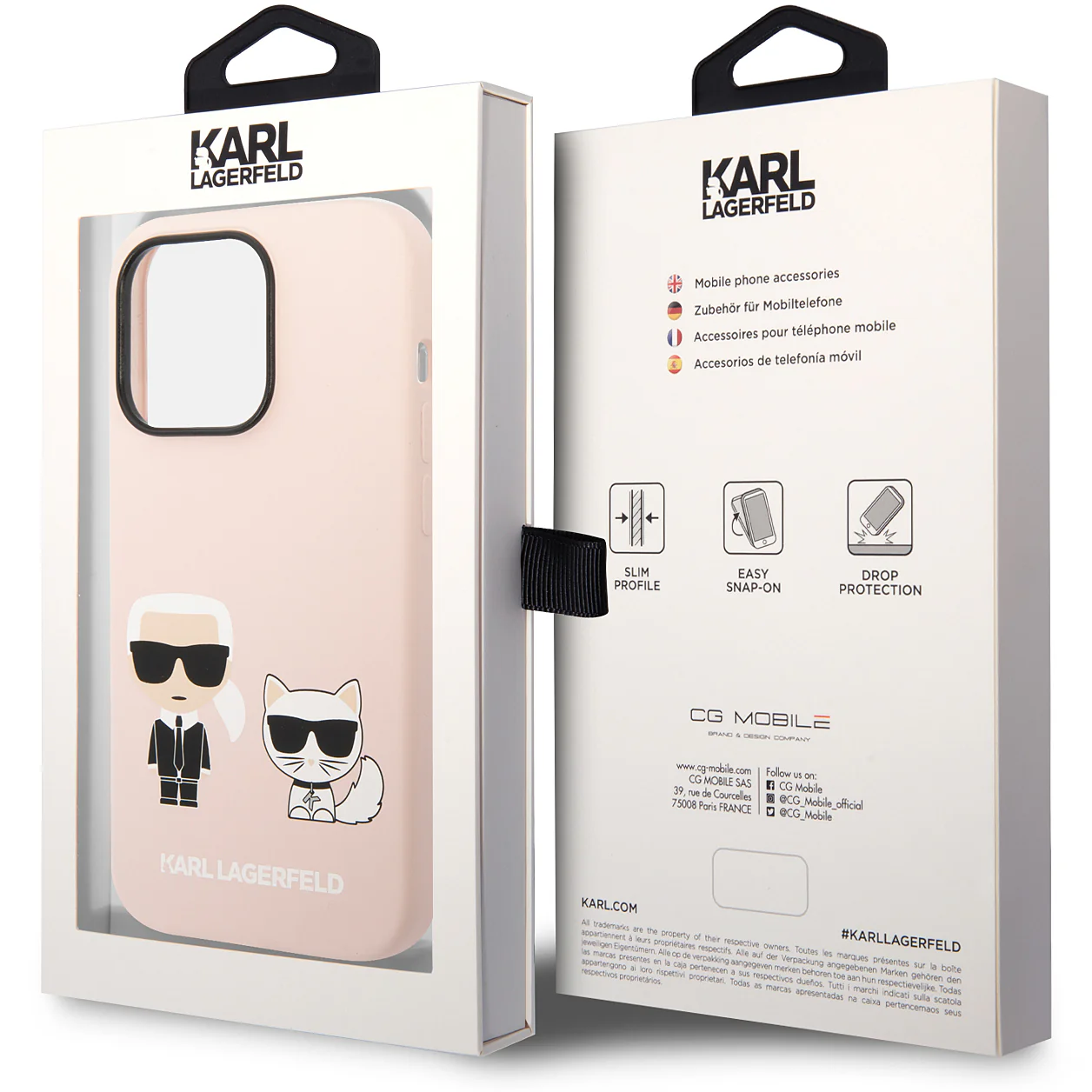MagSafe Case for Apple iPhone 14 Pro Max, Karl Lagerfeld, Silicone Body Karl & Choupette, Pink - Image 3