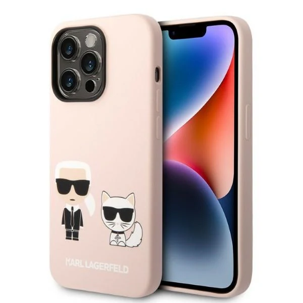 MagSafe Case for Apple iPhone 14 Pro Max, Karl Lagerfeld, Silicone Body Karl & Choupette, Pink - Image 4