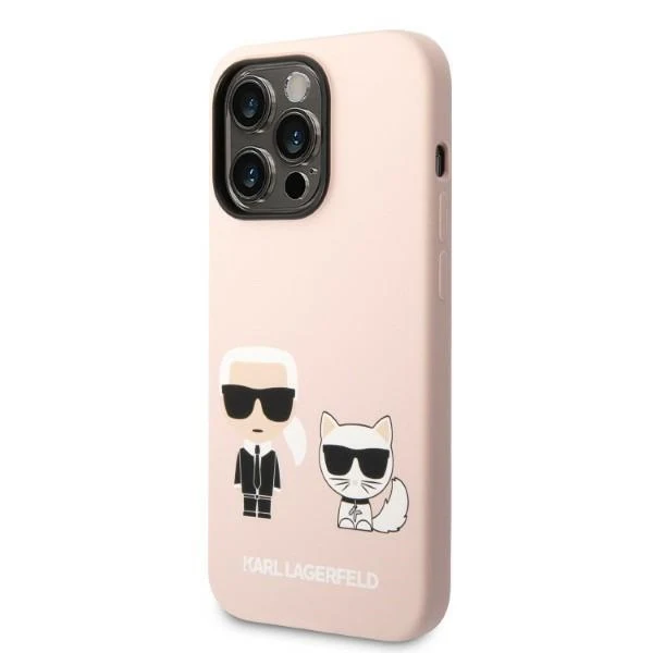 MagSafe Case for Apple iPhone 14 Pro Max, Karl Lagerfeld, Silicone Body Karl & Choupette, Pink - Image 8