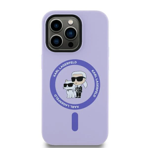 MagSafe Case for Apple iPhone 14 Pro Max, Karl Lagerfeld, Silicone Ring Karl & Choupette, Purple - Image 3