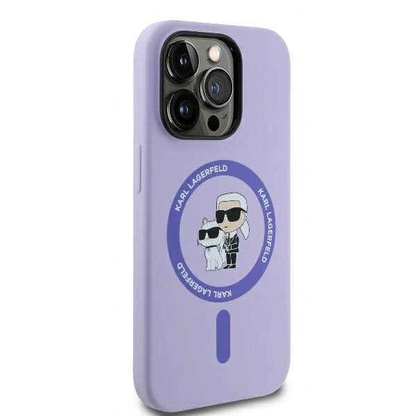 MagSafe Case for Apple iPhone 14 Pro Max, Karl Lagerfeld, Silicone Ring Karl & Choupette, Purple - Image 5