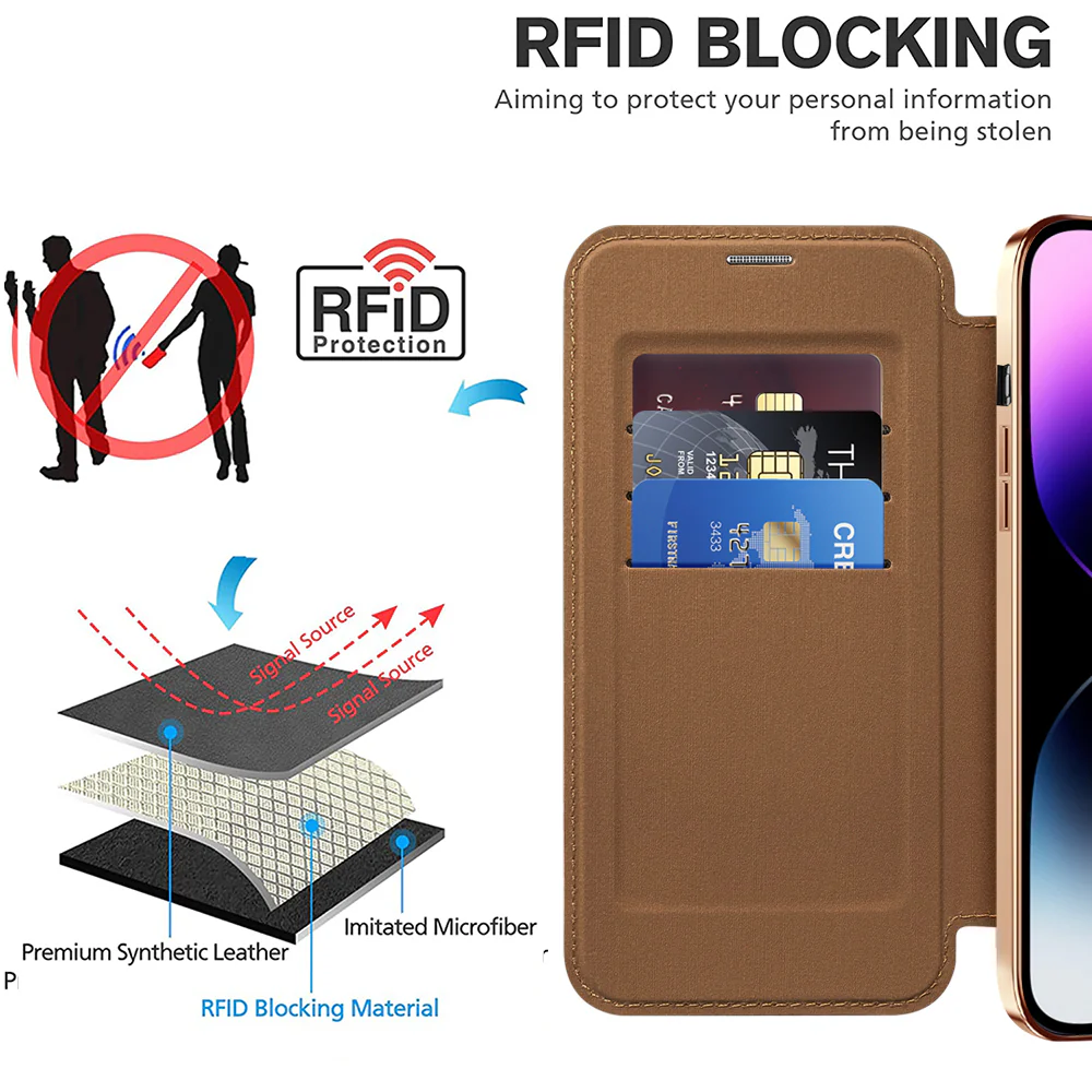 MagSafe Case for Apple iPhone 14 Pro Max, Techsuit, SmartMag Book, Brown - Image 4