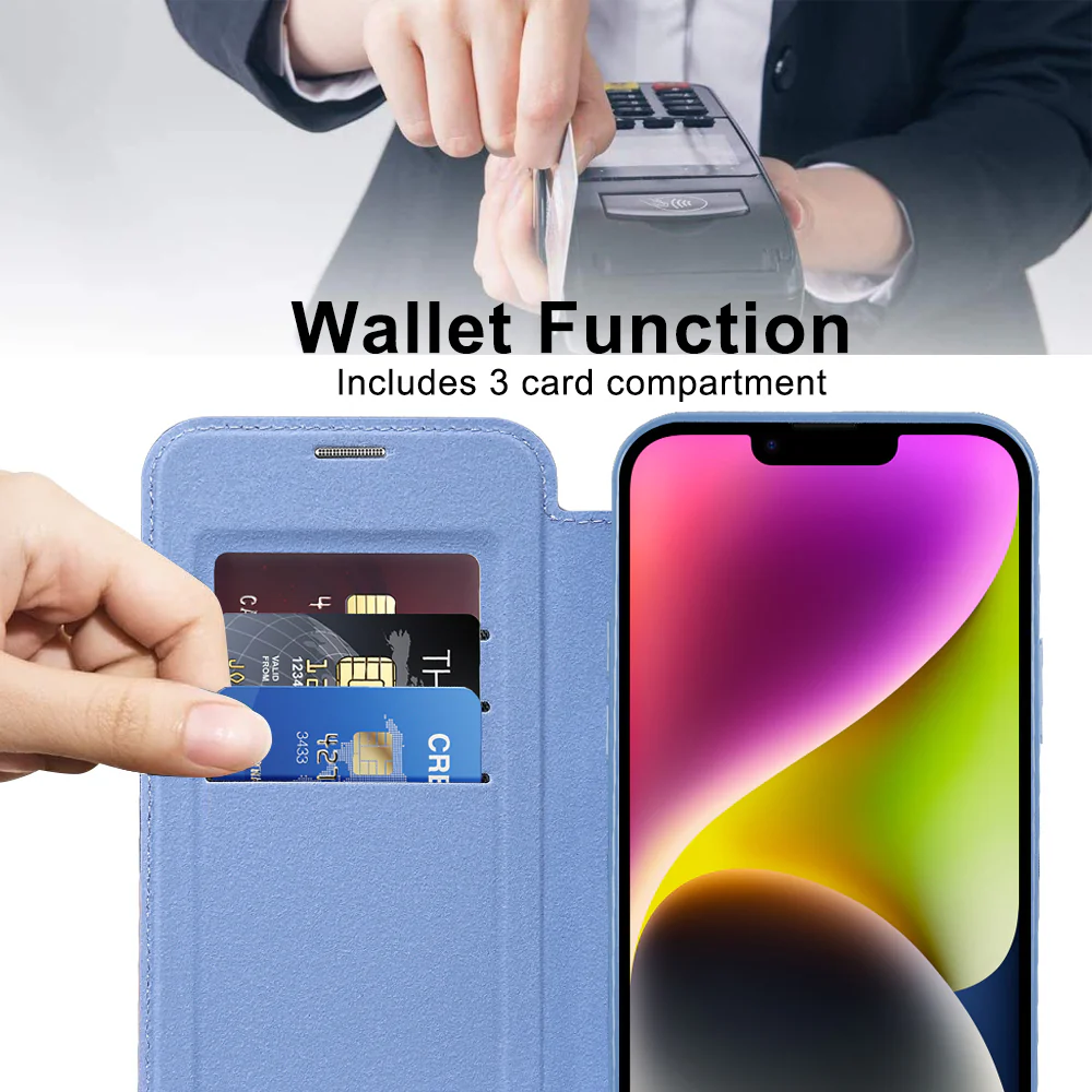 MagSafe Case for Apple iPhone 14, Techsuit, SmartMag Book, Blue - Image 5