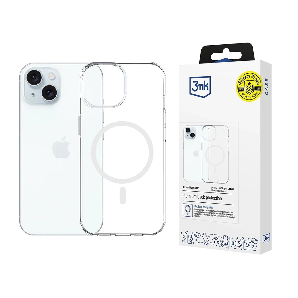 MagSafe Case for Apple iPhone 15, 3MK, Armor MagCase, Transparent - Image 7