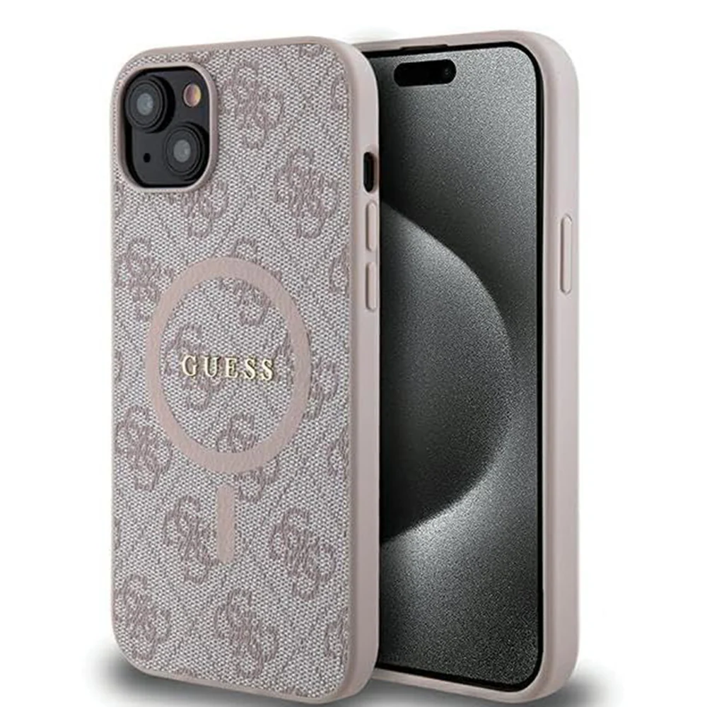 MagSafe Case for Apple iPhone 15, Guess, 4G Collection, Pink