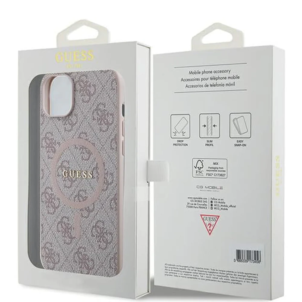 MagSafe Case for Apple iPhone 15, Guess, 4G Collection, Pink - Image 7