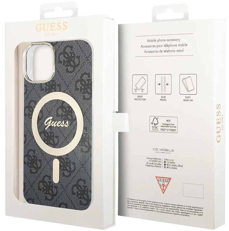 MagSafe Case for Apple iPhone 15, Guess, 4G IML, Black GUHMP15SH4STK - Image 6