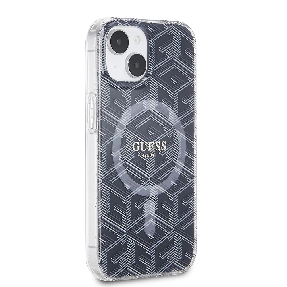 MagSafe Case for Apple iPhone 15, Guess, IML Gcube, Black - Image 4