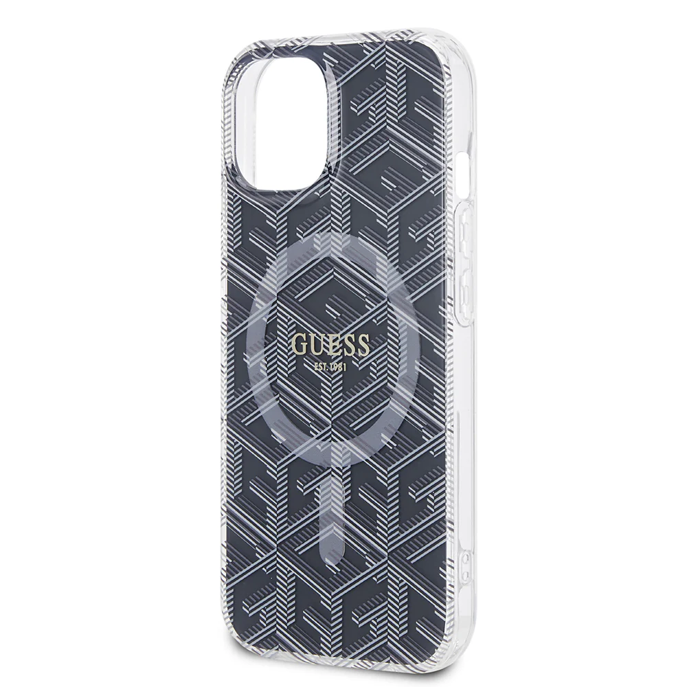 MagSafe Case for Apple iPhone 15, Guess, IML Gcube, Black - Image 5