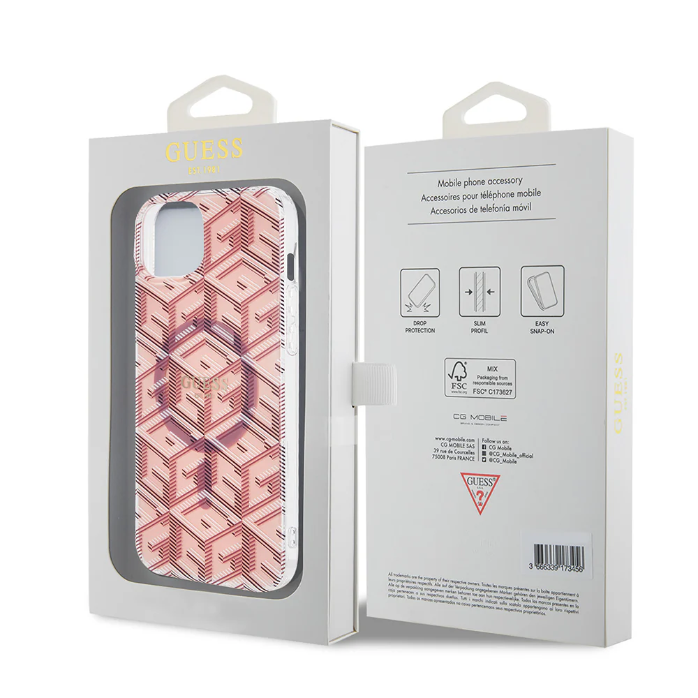 MagSafe Case for Apple iPhone 15, Guess, IML Gcube, Pink - Image 7