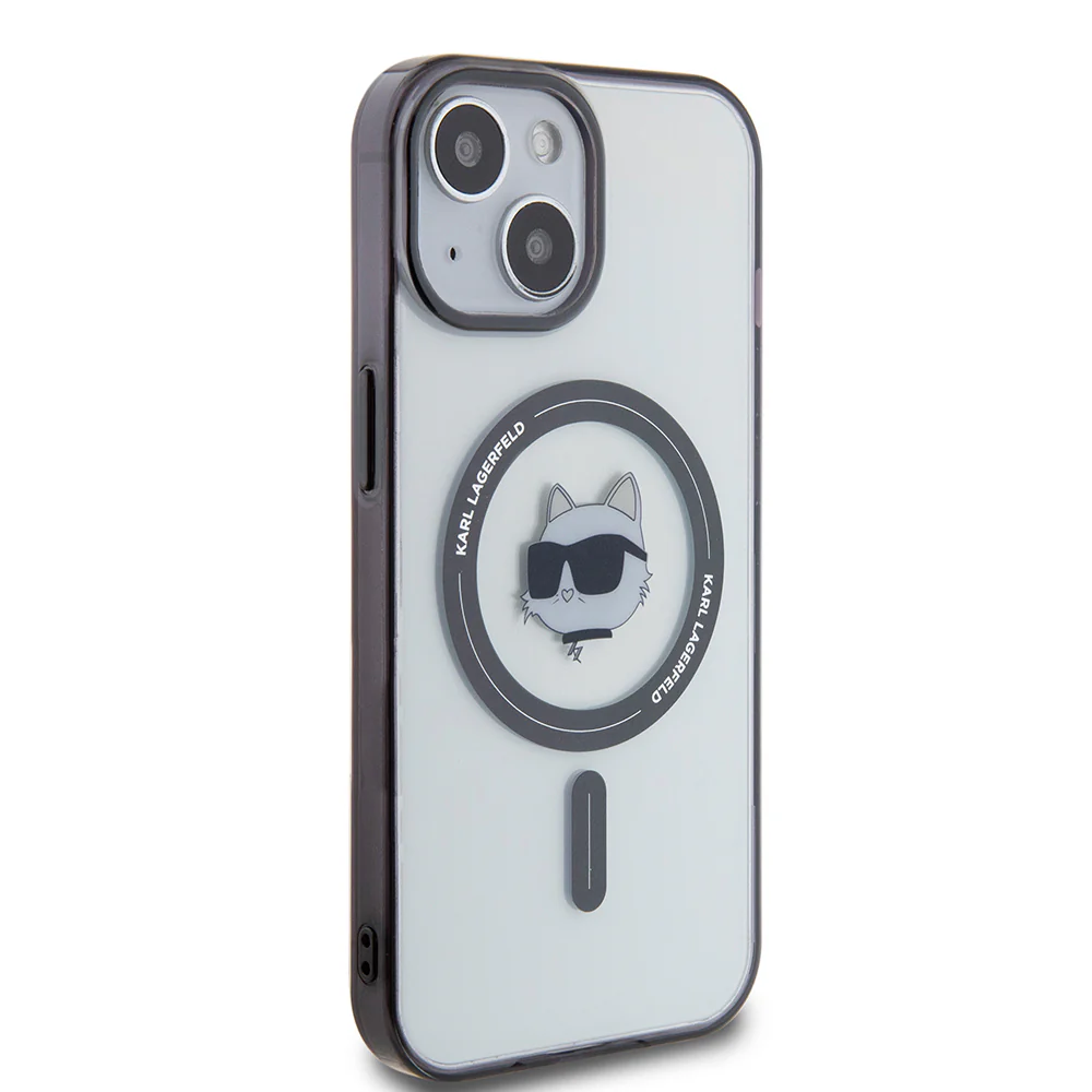 MagSafe Case for Apple iPhone 15, Karl Lagerfeld, IML Choupette's Head, Transparent - Image 3