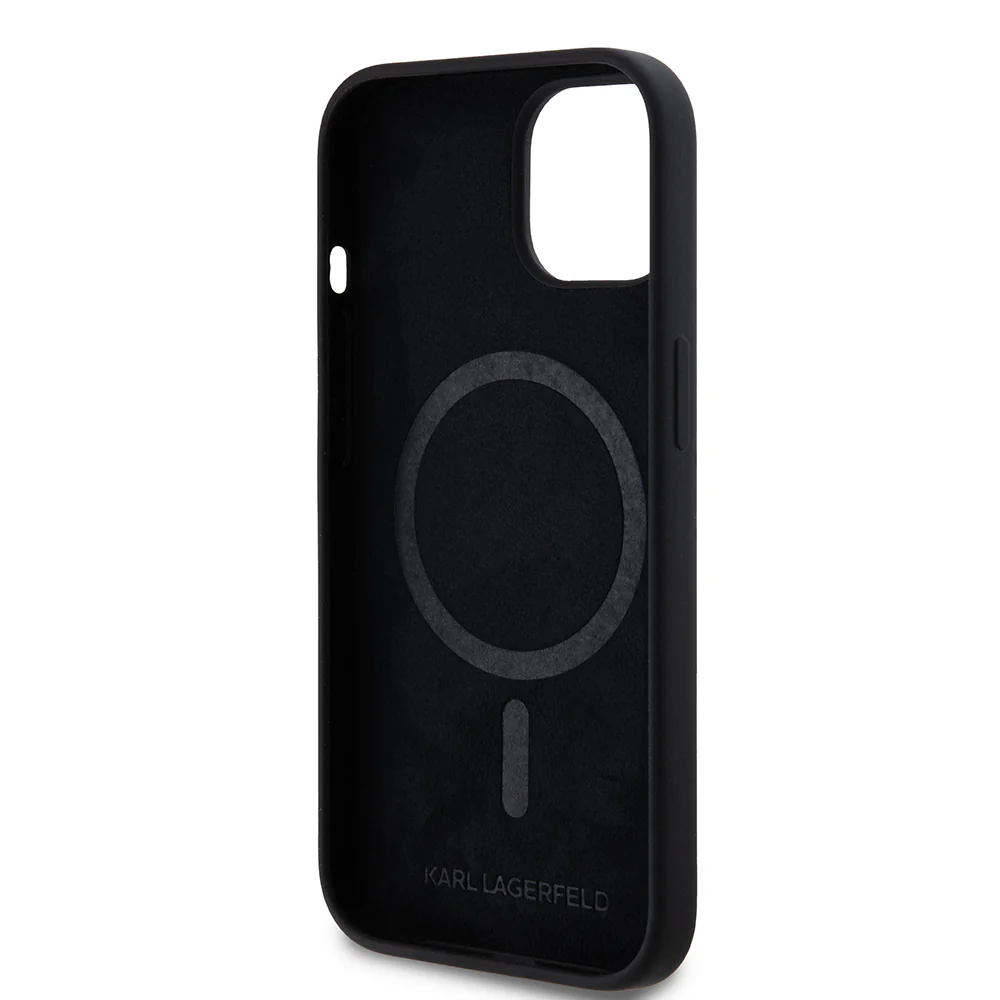 MagSafe Case for Apple iPhone 15, Karl Lagerfeld, Silicone Choupette's Head, Black - Image 2