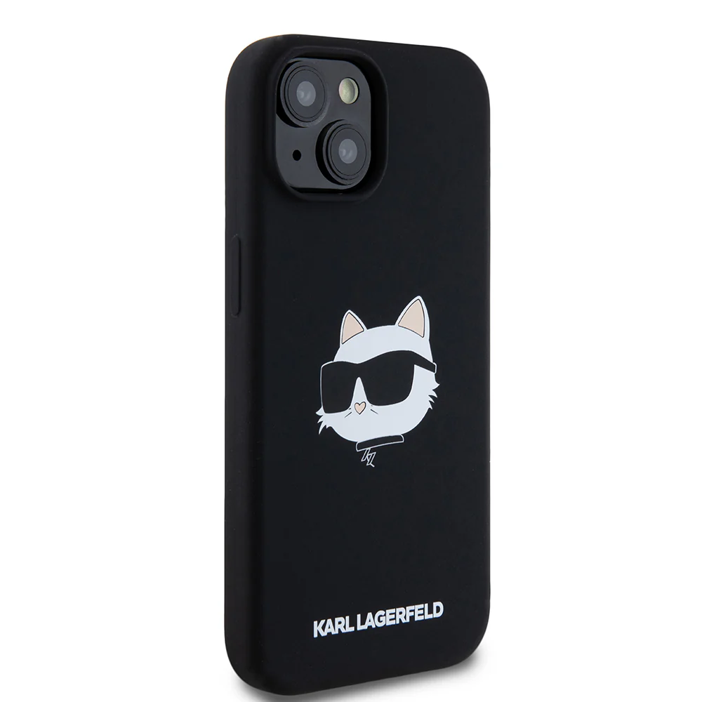 MagSafe Case for Apple iPhone 15, Karl Lagerfeld, Silicone Choupette's Head, Black - Image 3