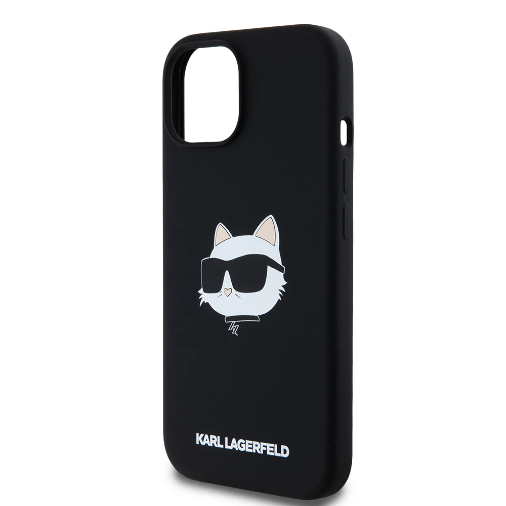 MagSafe Case for Apple iPhone 15, Karl Lagerfeld, Silicone Choupette's Head, Black - Image 4