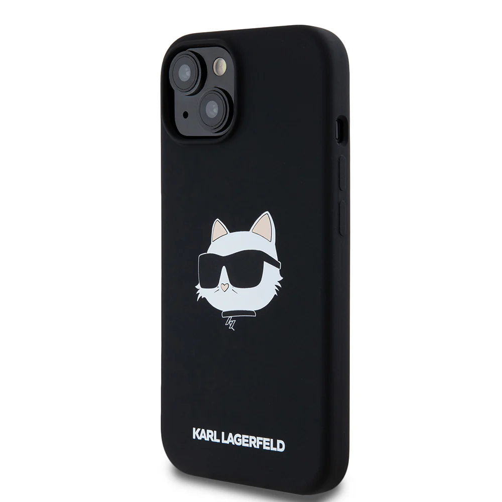 MagSafe Case for Apple iPhone 15, Karl Lagerfeld, Silicone Choupette's Head, Black - Image 5
