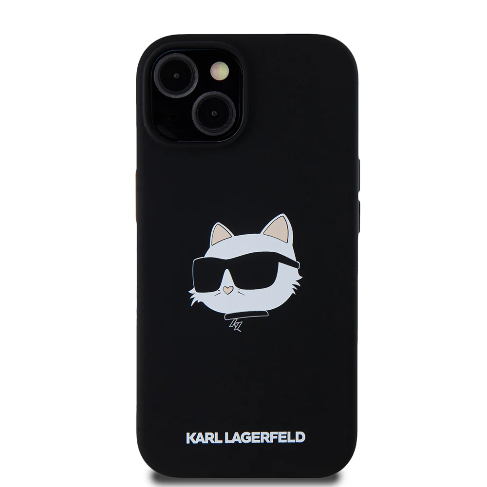 MagSafe Case for Apple iPhone 15, Karl Lagerfeld, Silicone Choupette's Head, Black - Image 6