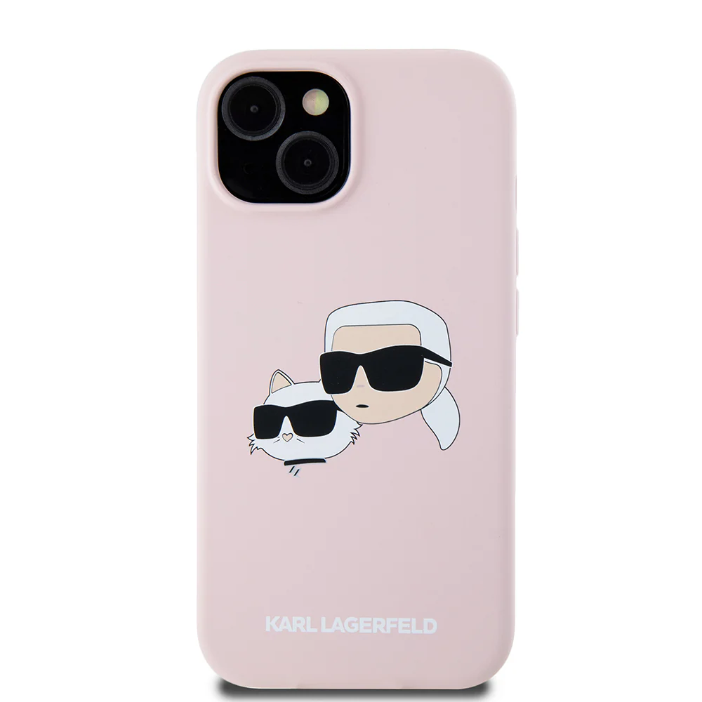 MagSafe Case for Apple iPhone 15, Karl Lagerfeld, Silicone Karl & Choupette's Heads, Pink - Image 5