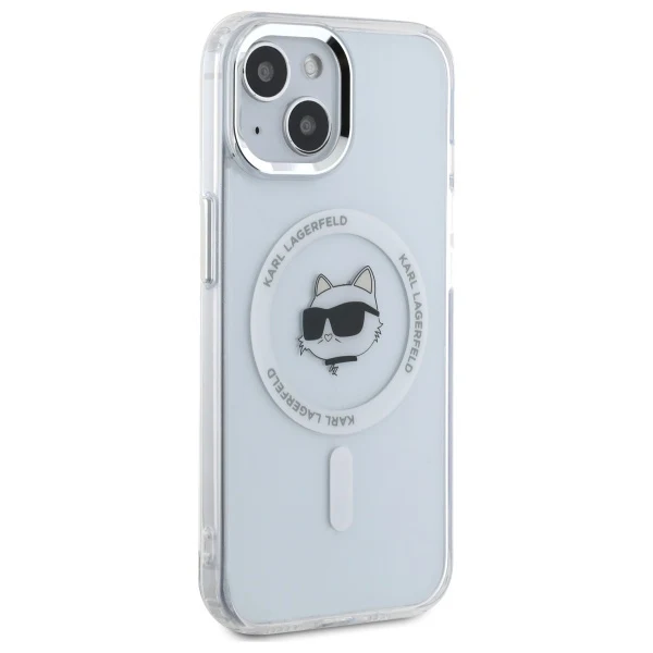 MagSafe Case for Apple iPhone 15 Plus, Karl Lagerfeld, IML Metal Choupette's Head, White - Image 6