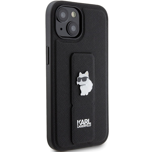 MagSafe Case for Apple iPhone 15 Plus, Karl Lagerfeld, Saffiano Gripstand Choupette, Black - Image 6