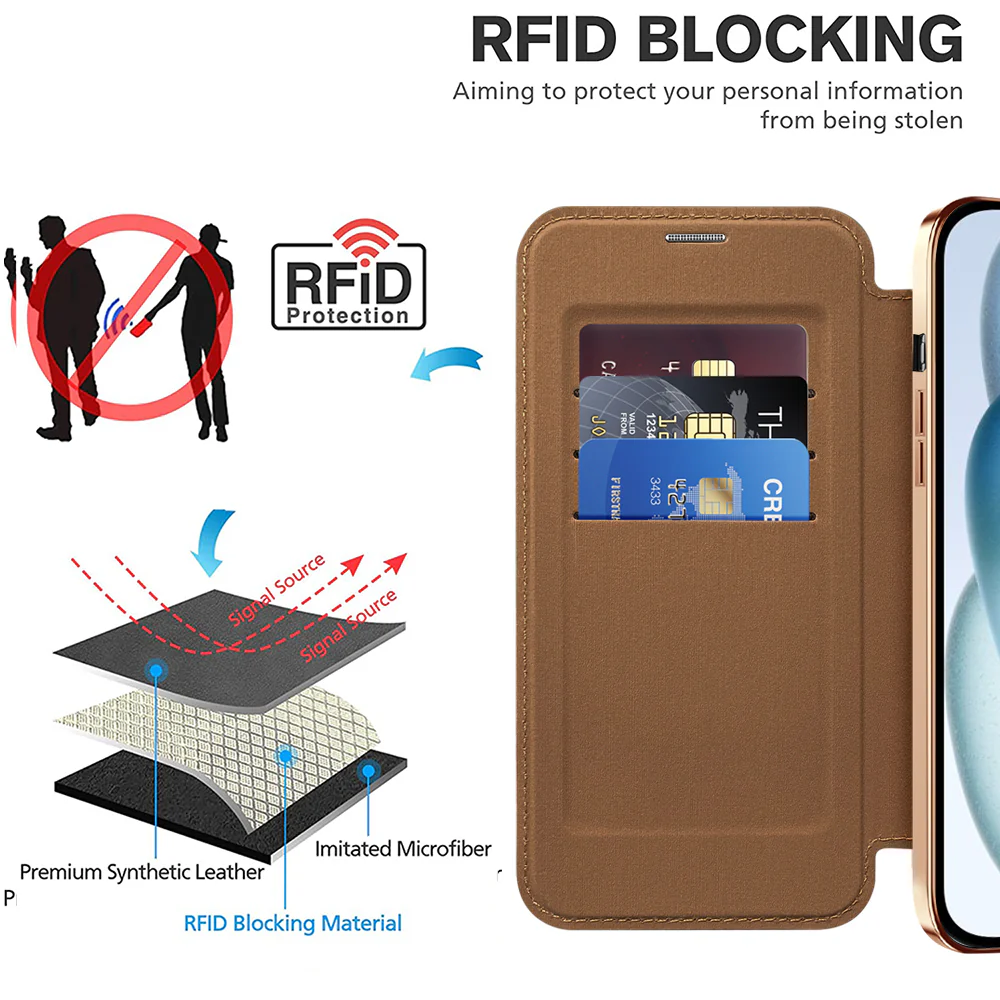 MagSafe Case for Apple iPhone 15 Plus, Techsuit, SmartMag Book, Brown - Image 4