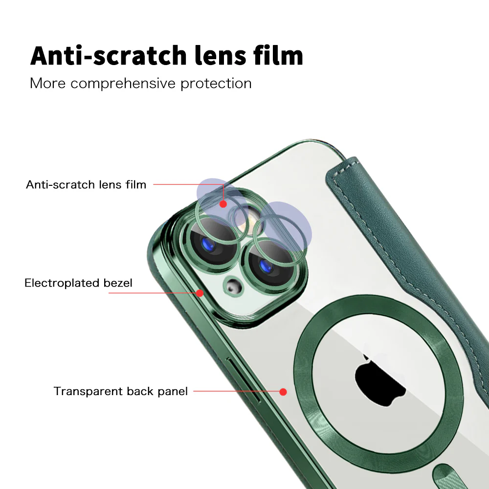 MagSafe Case for Apple iPhone 15 Plus, Techsuit, SmartMag Book, Green - Image 3
