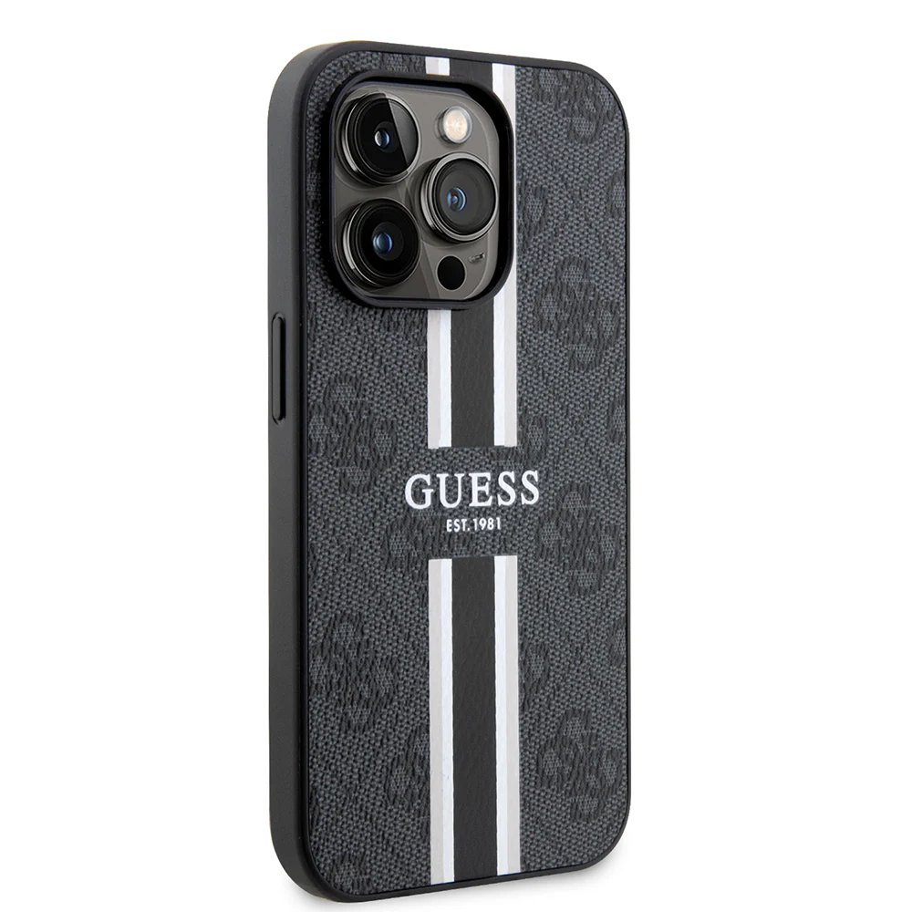 MagSafe Case for Apple iPhone 15 Pro, Guess, 4G Printed Stripes, Black - Image 3