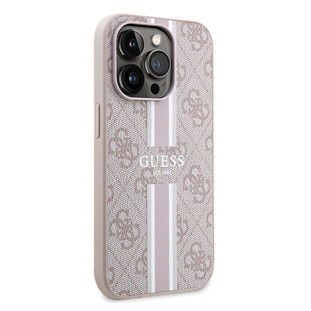 MagSafe Case for Apple iPhone 15 Pro, Guess, 4G Printed Stripes, Pink - Image 3