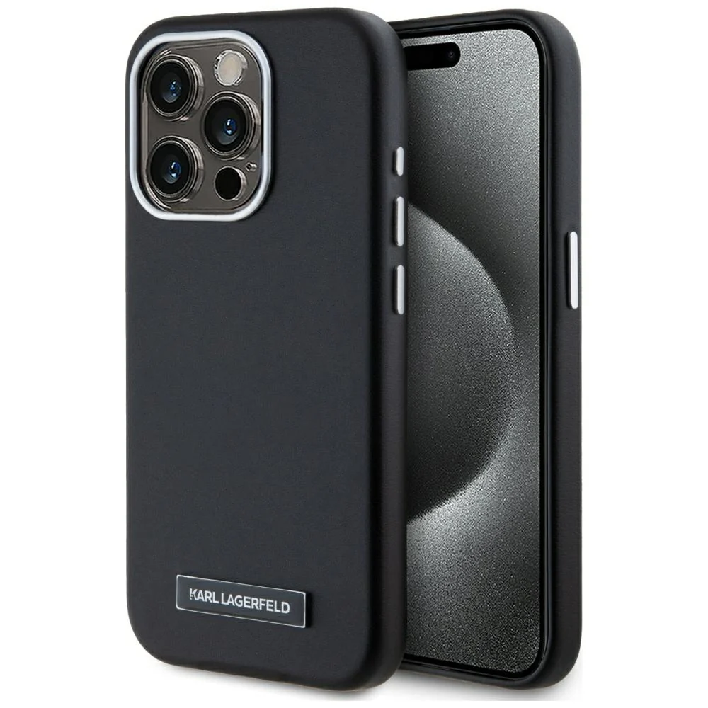 MagSafe Case for Apple iPhone 15 Pro, Karl Lagerfeld, FW Metal Plate, Black