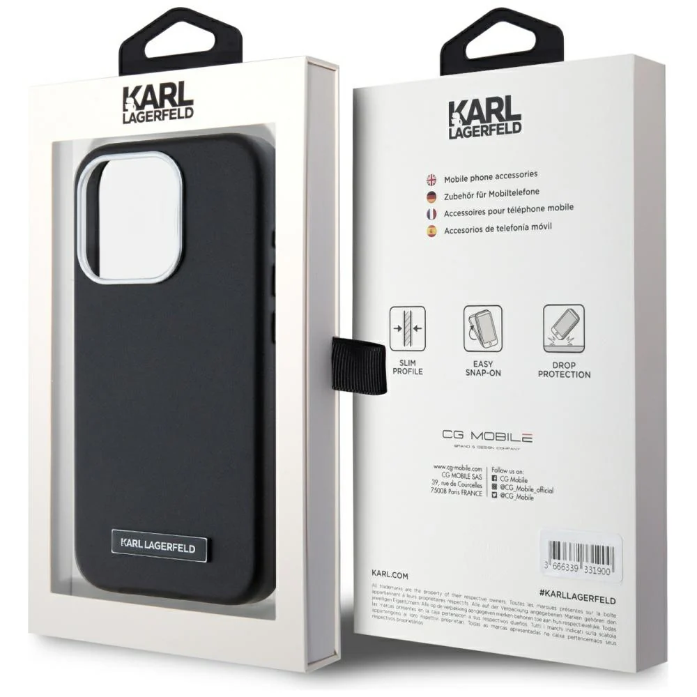 MagSafe Case for Apple iPhone 15 Pro, Karl Lagerfeld, FW Metal Plate, Black - Image 7