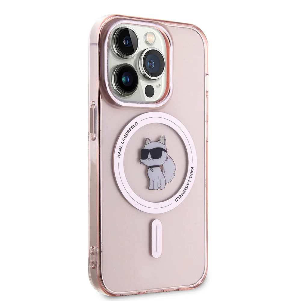 MagSafe Case for Apple iPhone 15 Pro, Karl Lagerfeld, IML Choupette, Pink - Image 2