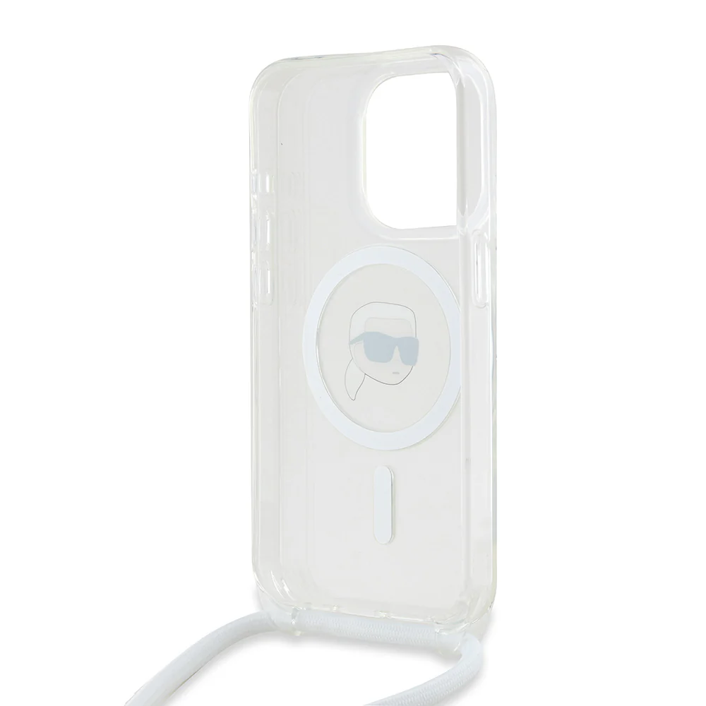MagSafe Case for Apple iPhone 15 Pro, Karl Lagerfeld, IML Crossbody Karl's Head, Transparent - Image 5