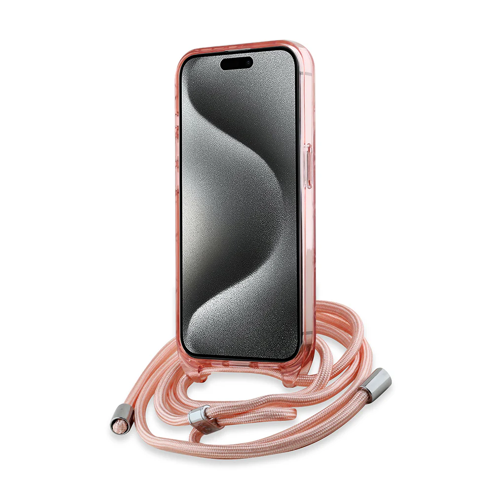 MagSafe Case for Apple iPhone 15 Pro, Karl Lagerfeld, IML Crossbody Monogram Karl & Choupette's Heads, Pink - Image 4