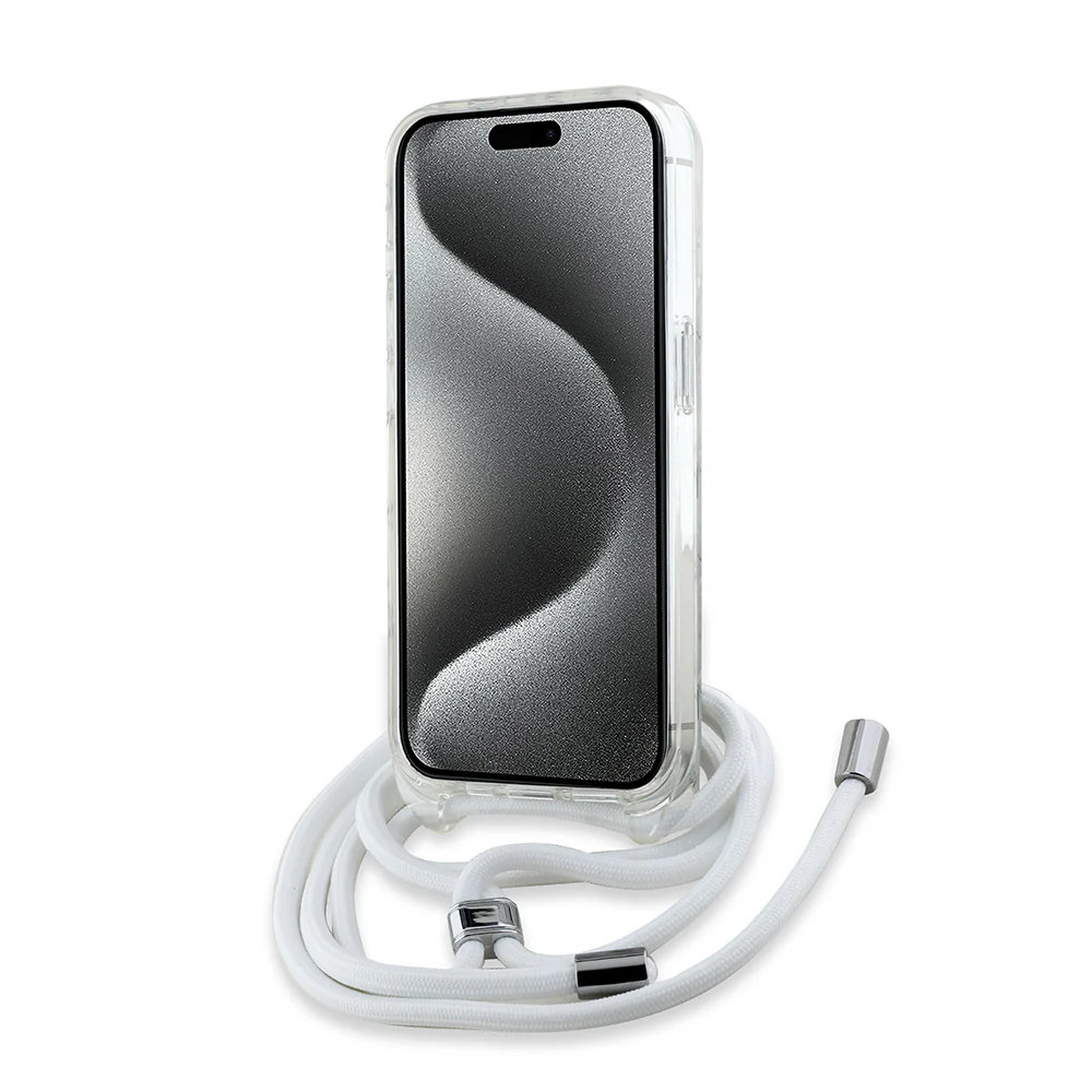 MagSafe Case for Apple iPhone 15 Pro, Karl Lagerfeld, IML Crossbody Monogram Karl & Choupette's Heads, Transparent - Image 5