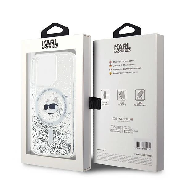 MagSafe Case for Apple iPhone 15 Pro, Karl Lagerfeld, Liquid Glitter Choupette Head, Transparent - Image 7