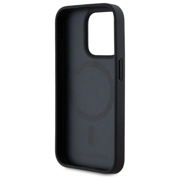 MagSafe Case for Apple iPhone 15 Pro, Karl Lagerfeld, Monogram Metal Logo, Black - Image 6