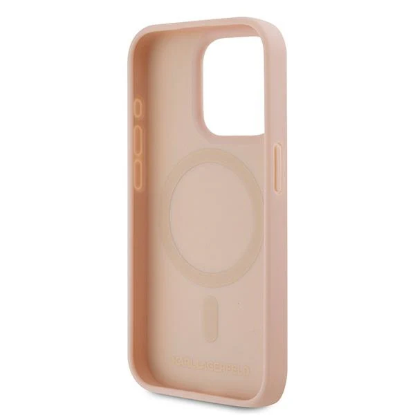MagSafe Case for Apple iPhone 15 Pro, Karl Lagerfeld, Monogram Metal Logo, Pink - Image 2