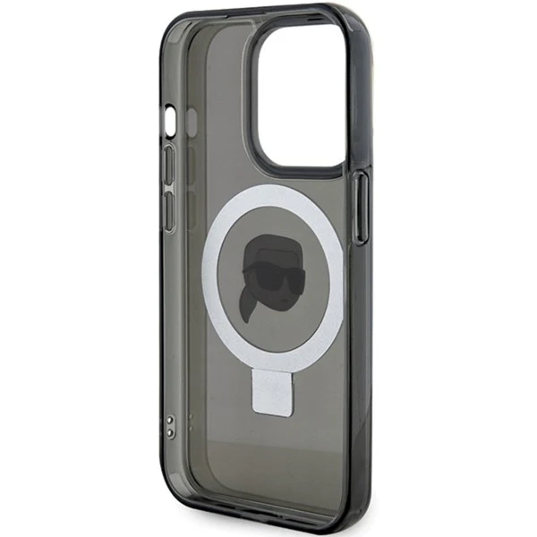 MagSafe Case for Apple iPhone 15 Pro, Karl Lagerfeld, Ring Stand Karl's Head, Black - Image 4