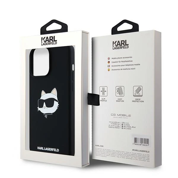 MagSafe Case for Apple iPhone 15 Pro, Karl Lagerfeld, Silicone Choupette's Head, Black - Image 7