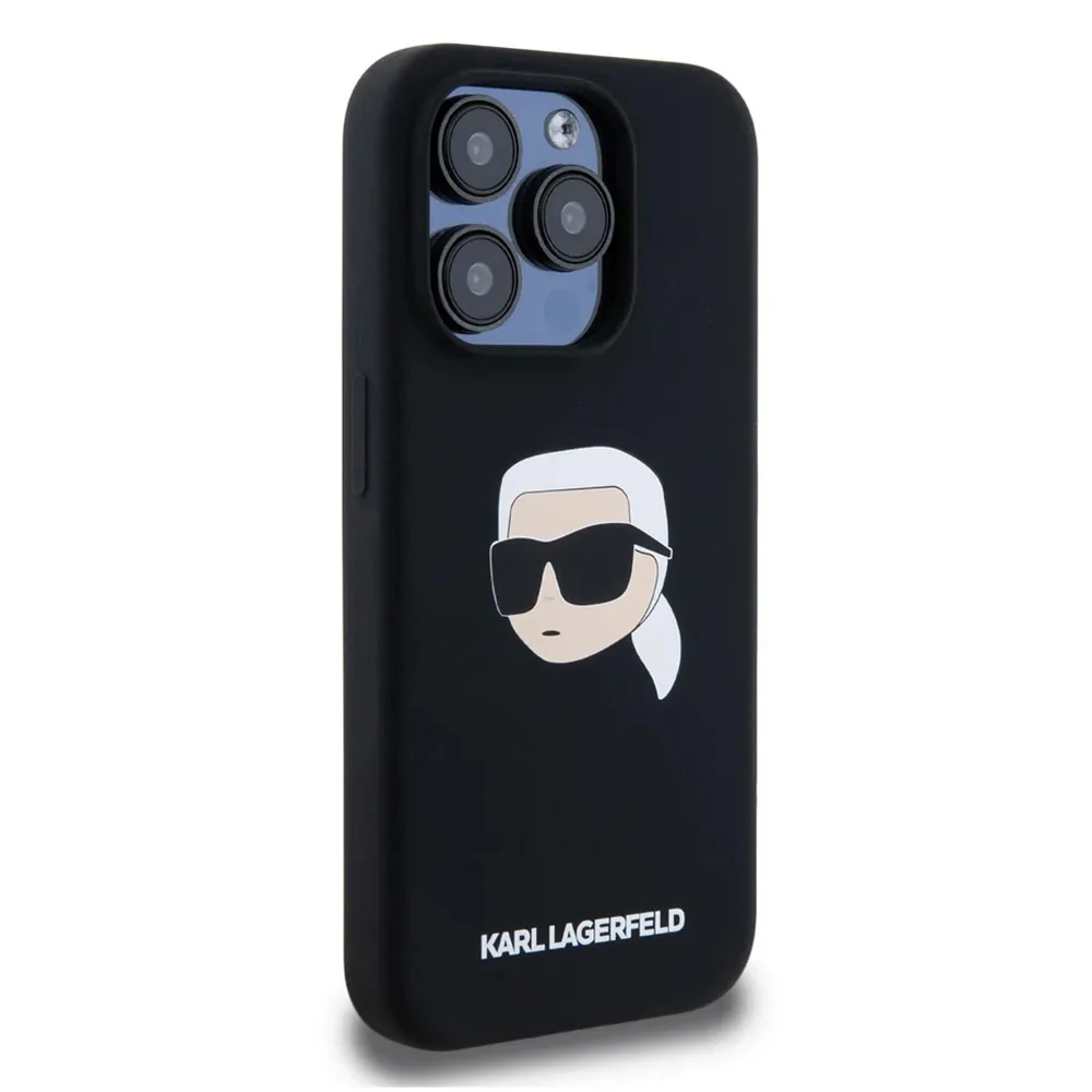 MagSafe Case for Apple iPhone 15 Pro, Karl Lagerfeld, Silicone Karl's Head, Black - Image 2
