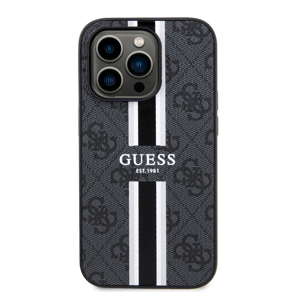 MagSafe Case for Apple iPhone 15 Pro Max, Guess, 4G Printed Stripes, Black - Image 2