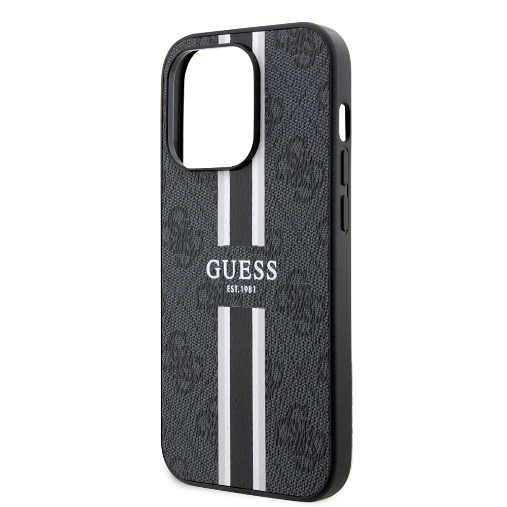 MagSafe Case for Apple iPhone 15 Pro Max, Guess, 4G Printed Stripes, Black - Image 4