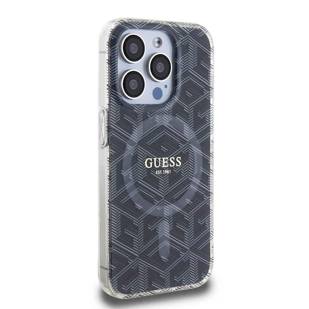 MagSafe Case for Apple iPhone 15 Pro Max, Guess, IML Gcube, Black - Image 4