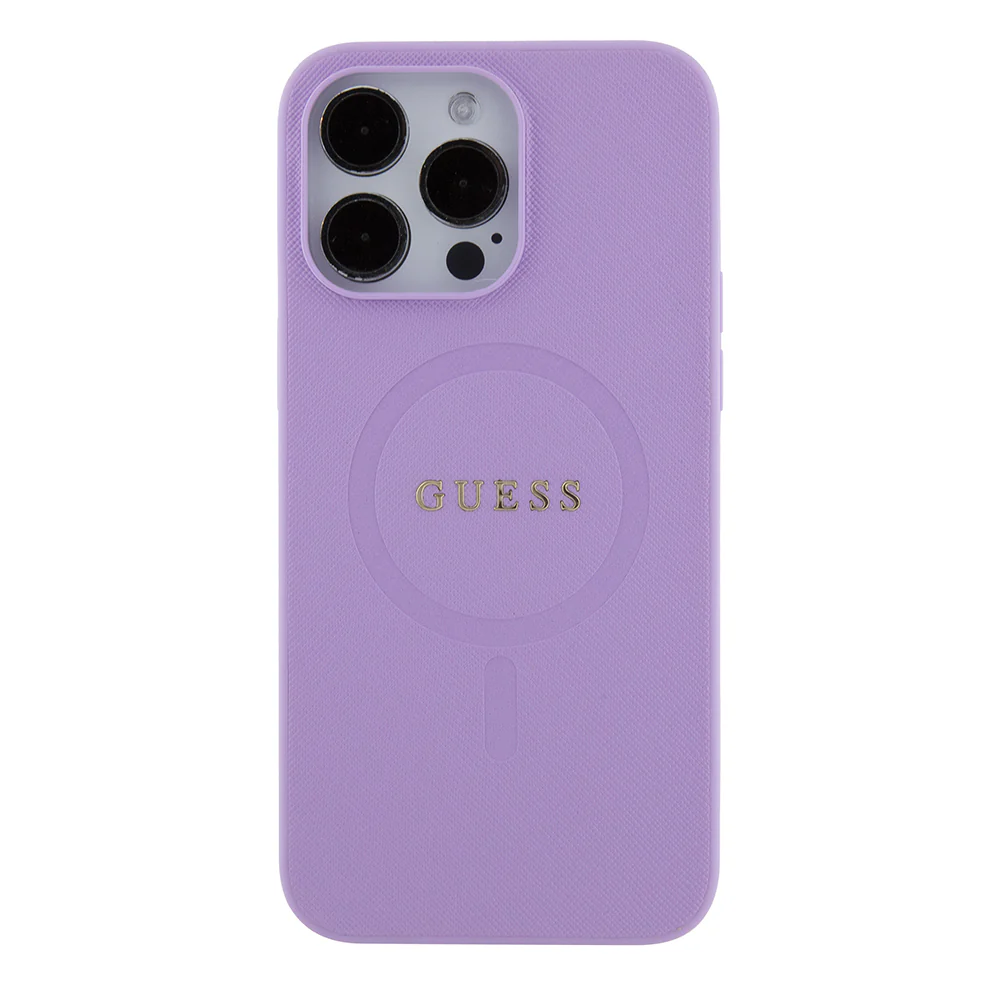 MagSafe Case for Apple iPhone 15 Pro Max, Guess, Saffiano, Purple - Image 3