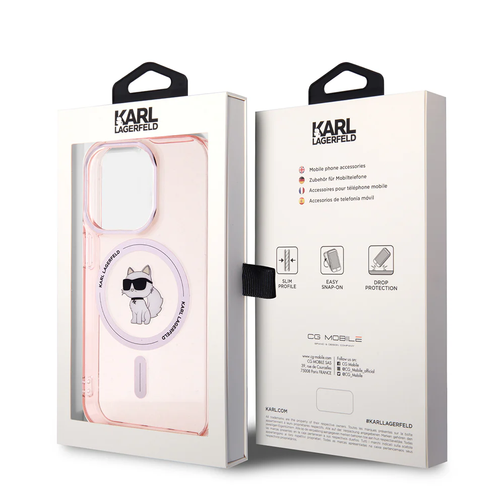 MagSafe Case for Apple iPhone 15 Pro Max, Karl Lagerfeld, IML Choupette, Pink - Image 7