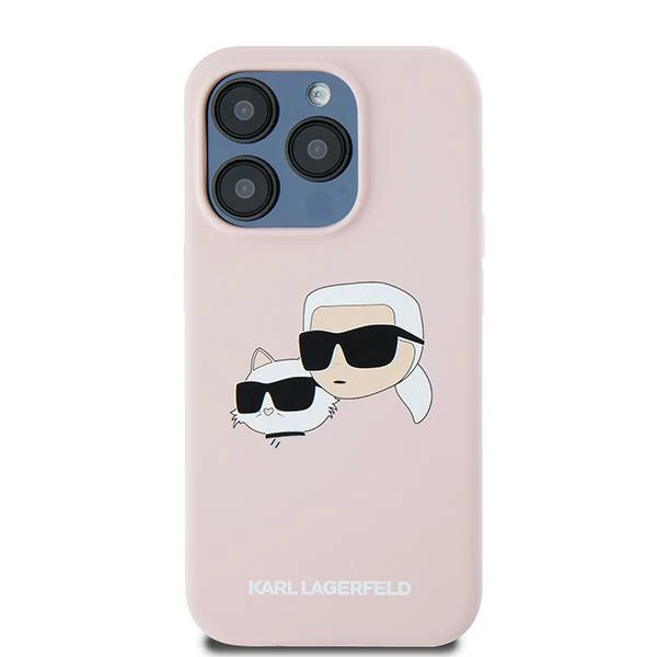 MagSafe Case for Apple iPhone 15 Pro Max, Karl Lagerfeld, Karl & Choupette Silicone, Pink - Image 3