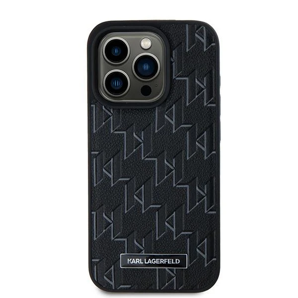 MagSafe Case for Apple iPhone 15 Pro Max, Karl Lagerfeld, Monogram Metal Logo, Black - Image 3