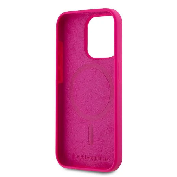 MagSafe Case for Apple iPhone 15 Pro Max, Karl Lagerfeld, Silicone Choupette's Head, Fuchsia - Image 2