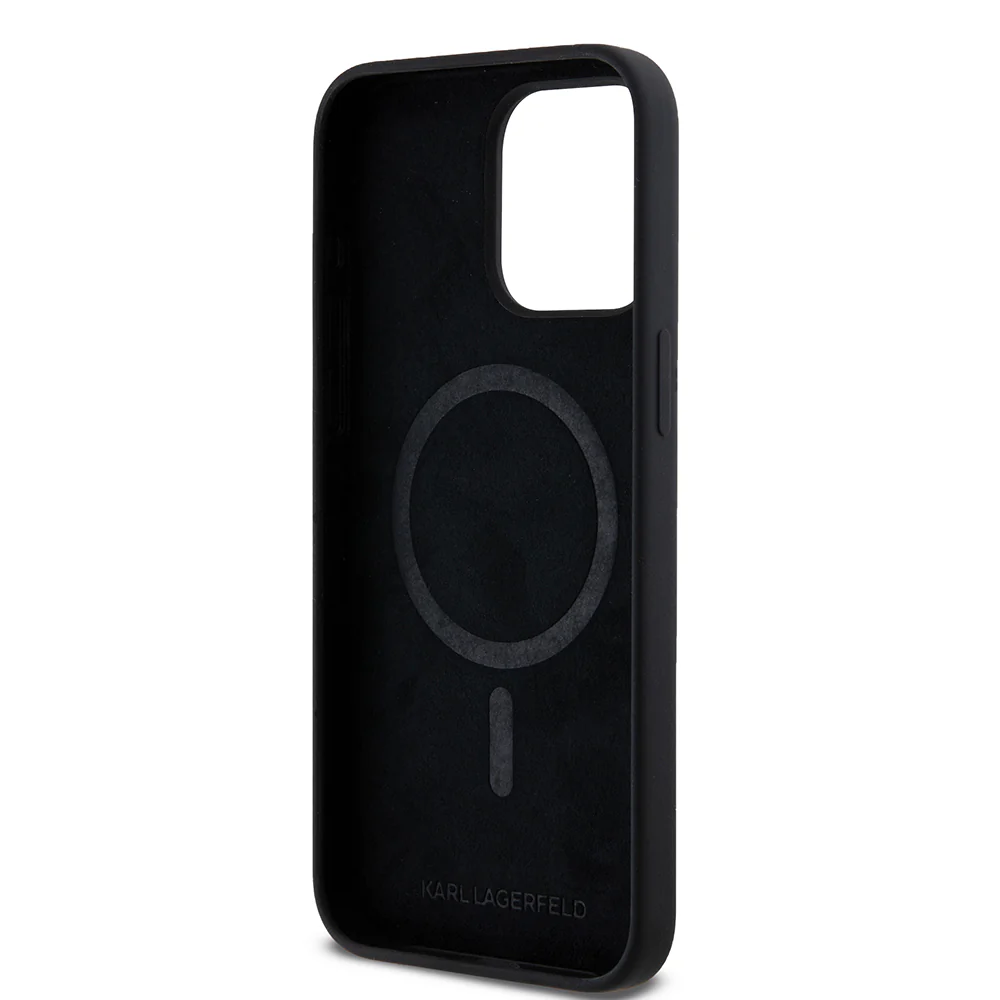 MagSafe Case for Apple iPhone 15 Pro Max, Karl Lagerfeld, Silicone Ring Karl & Choupette, Black - Image 2