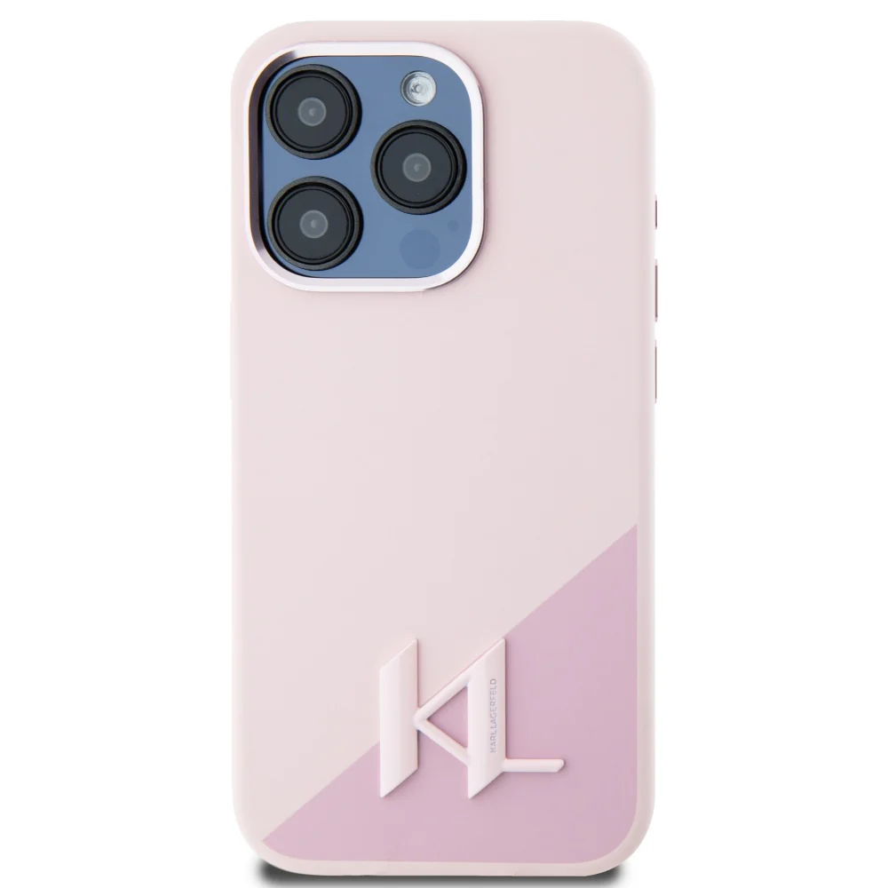 MagSafe Case for Apple iPhone 15 Pro Max, Karl Lagerfeld, Silicone Shadow Metal Initial, Pink - Image 2